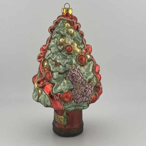 Susan Cherry 6.5" Glass Christmas Tree Ornament Glitter With Fruit Inscribed - Picture 2 of 10